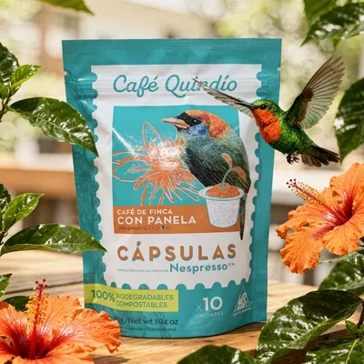 Café Quindío packaging — AI generated